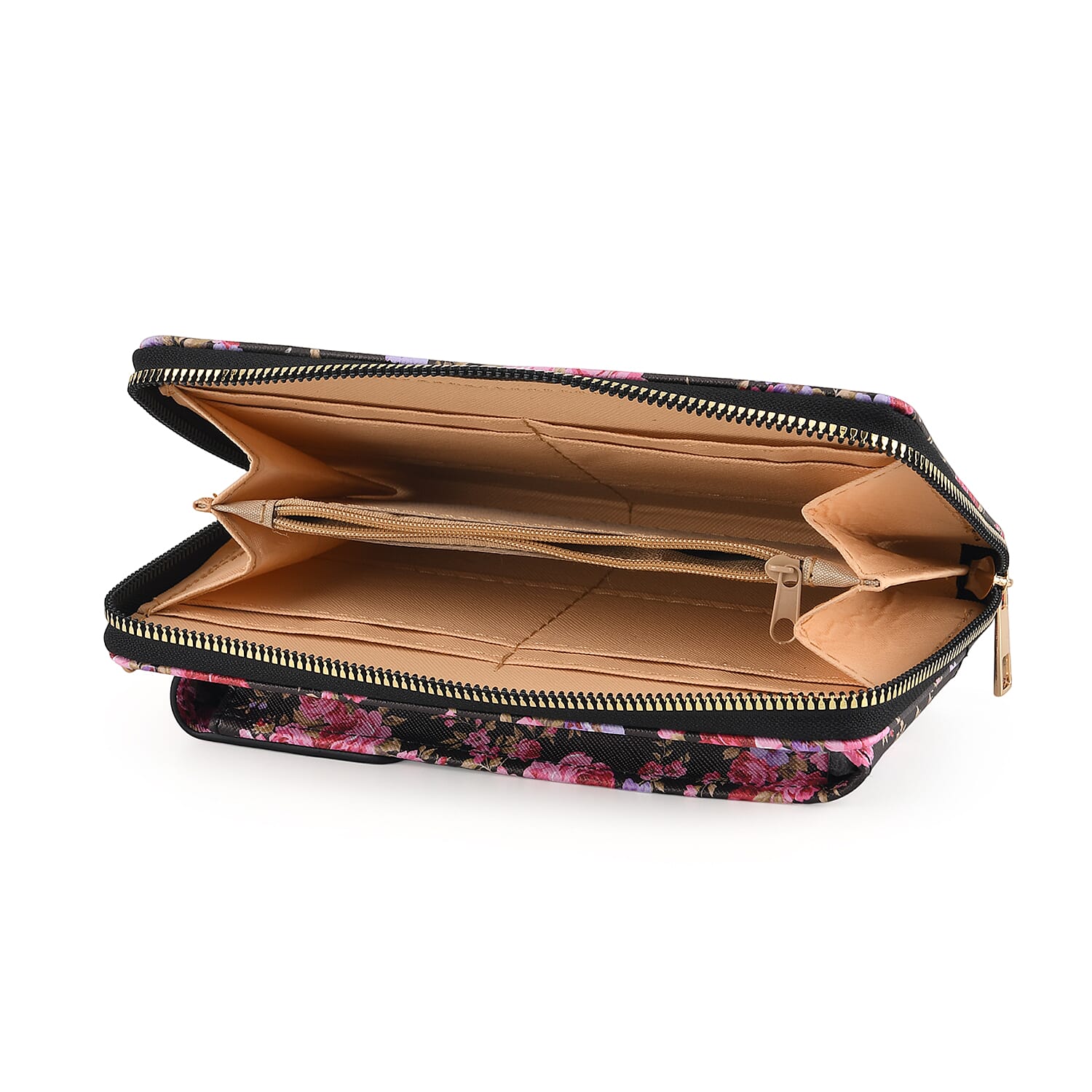 LA MAREY Set of 2- RFID Smartphone Floral Crossbody Bag & Starfish Cuff Bracelet Gift Set - Black