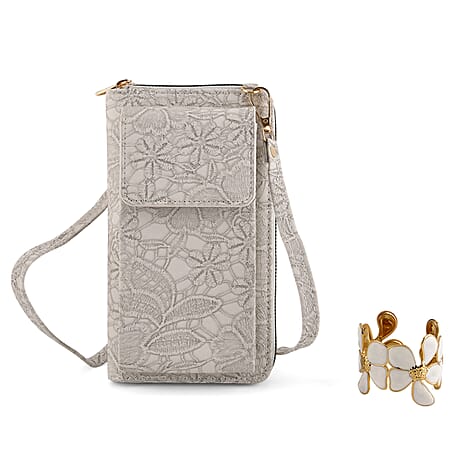 "Brand- LA MAREY                                                                                              style--set of  2-  crosbody bag -bracelet Color-White Size-Profile-  cross body bag with R