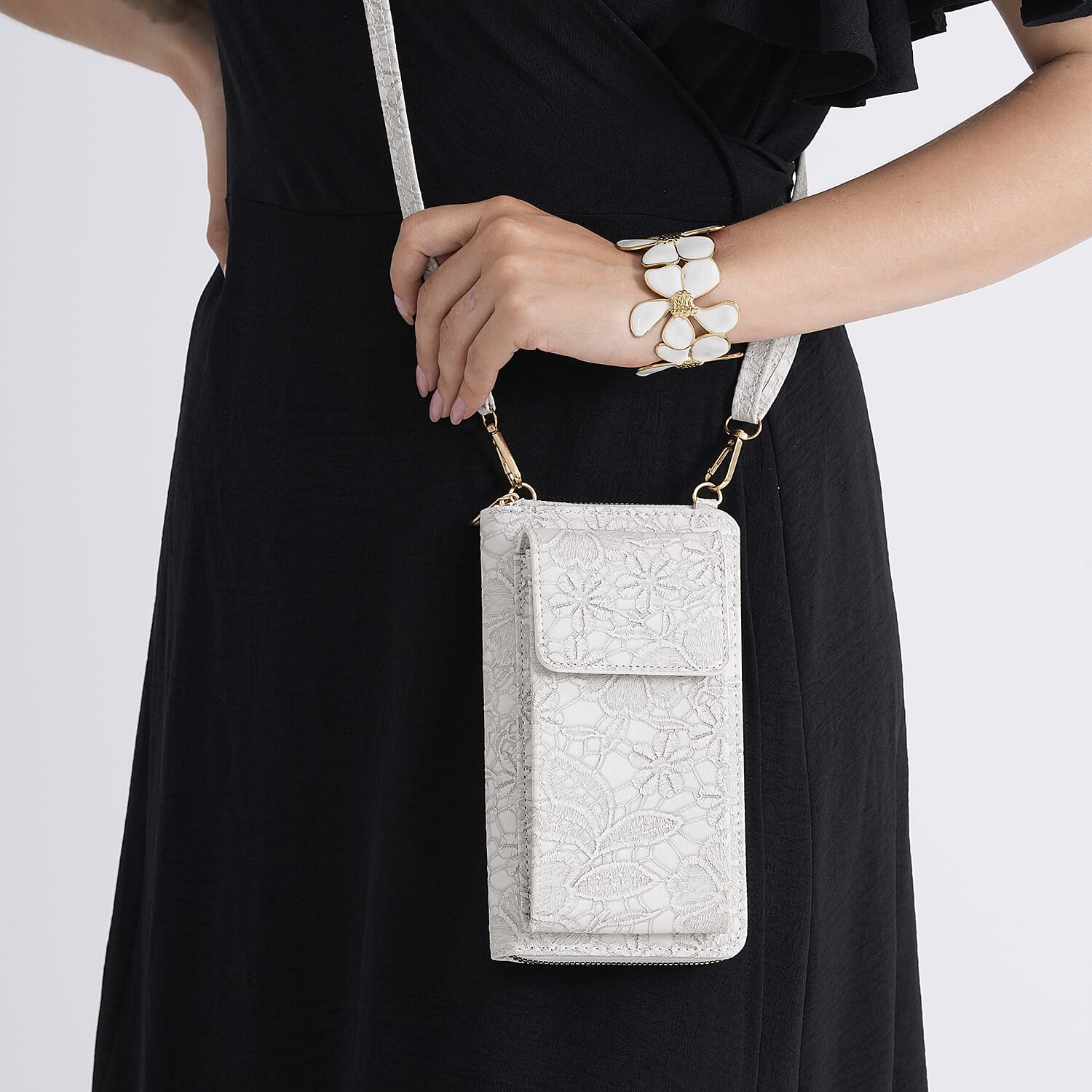 "Brand- LA MAREY                                                                                              style--set of  2-  crosbody bag -bracelet Color-White Size-Profile-  cross body bag with R