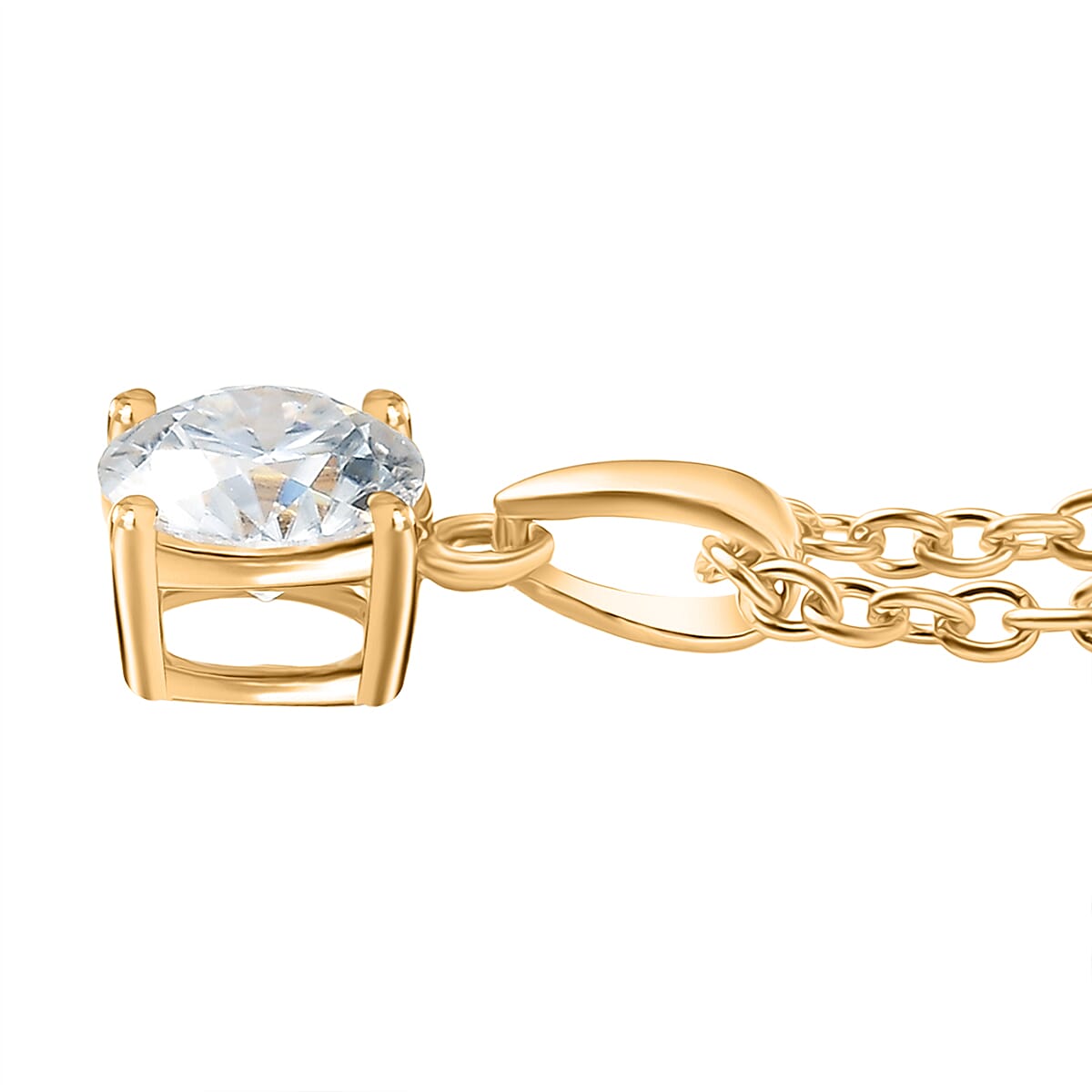 Moissanite Pendant Yellow Gold Overlay Sterling Silver  (Size 20)  With Free Chain