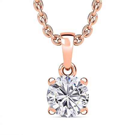 Moissanite Pendant Rose Gold Overlay Sterling Silver (Size 20) With Free Chain