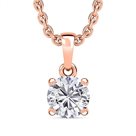 Moissanite Pendant Rose Gold Overlay Sterling Silver (Size 20) With Free Chain