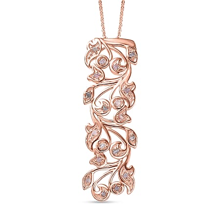 D'Joy Natural Pink Diamond Pendant with Chain (Size 20) in 18K Vermeil Rose Gold Plated Sterling Silver 0.25ct