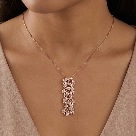 D'Joy Natural Pink Diamond Pendant with Chain (Size 20) in 18K Vermeil Rose Gold Plated Sterling Silver 0.25ct