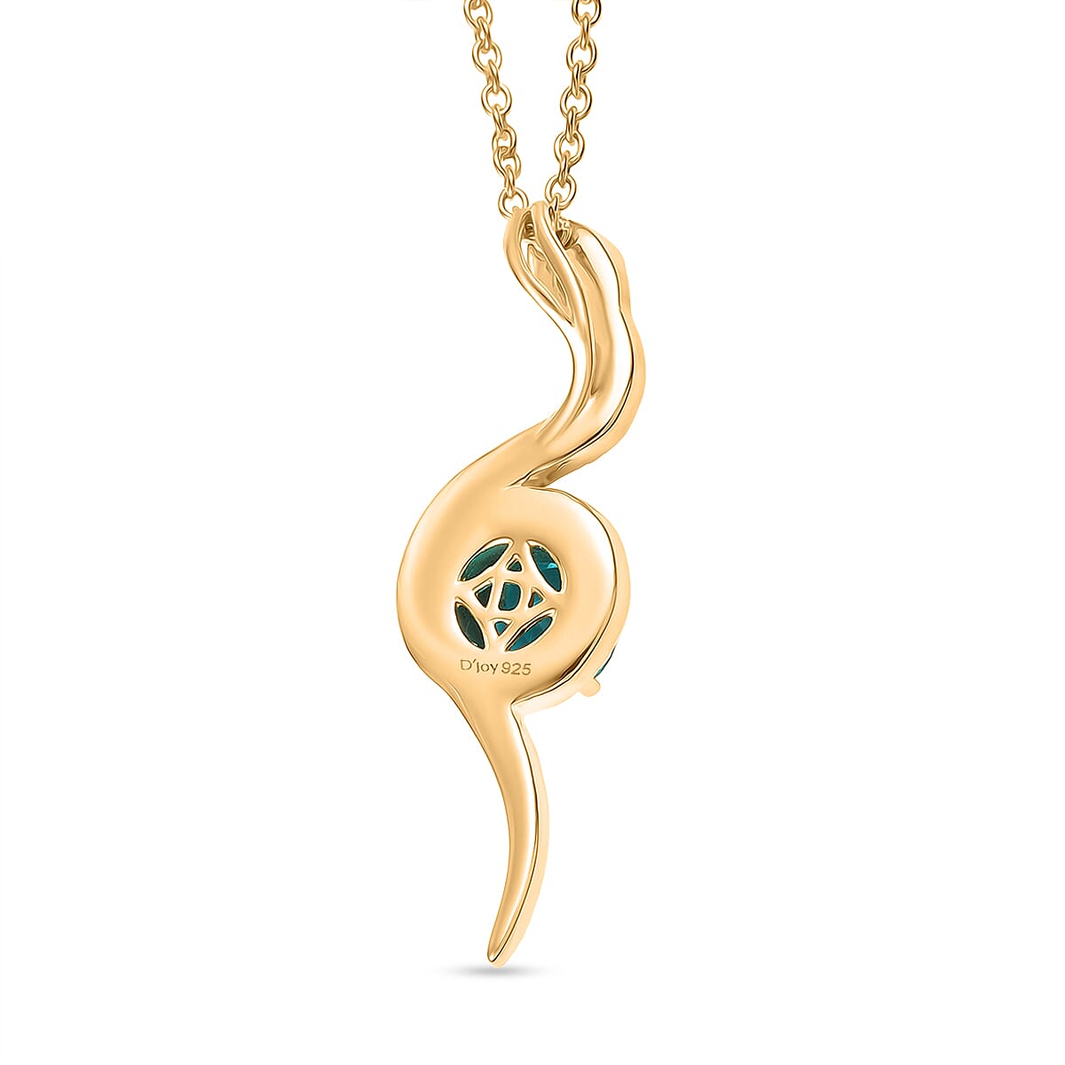 D'Joy Capri Blue Quartz Pendant with Chain (Size 20) in Yellow Gold Tone 1.57 Ct.