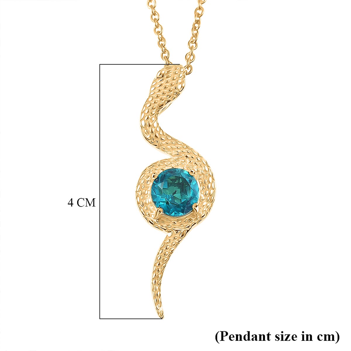 D'Joy Capri Blue Quartz Pendant with Chain (Size 20) in Yellow Gold Tone 1.57 Ct.