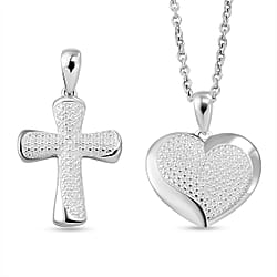 EverTrue Set of 2 - Lab Grown Diamond Cross & Heart Pendant with Chain (Size 20) in Rose Gold Tone (SI-G-H)