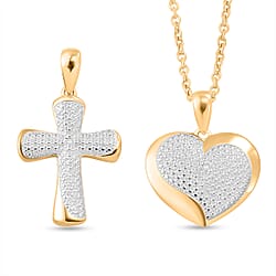 EverTrue Set of 2 - Lab Grown Diamond Cross & Heart Pendant with Chain (Size 20) in Rose Gold Tone (SI-G-H)