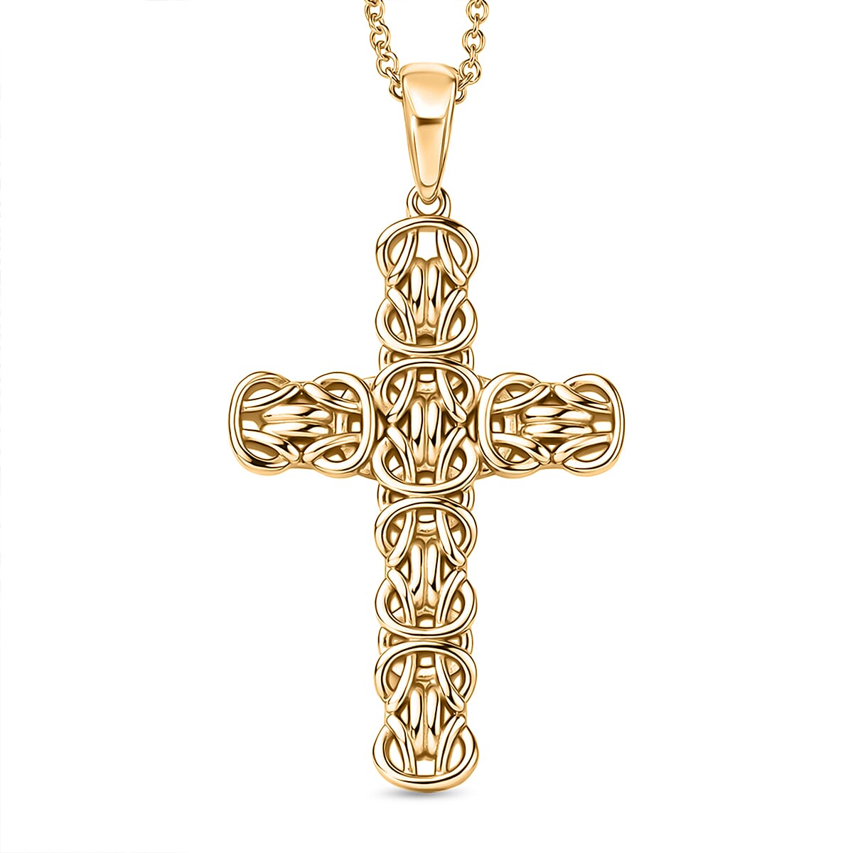 EverTrue Cross Pendant with Chain (Size 20) in Yellow Gold Tone