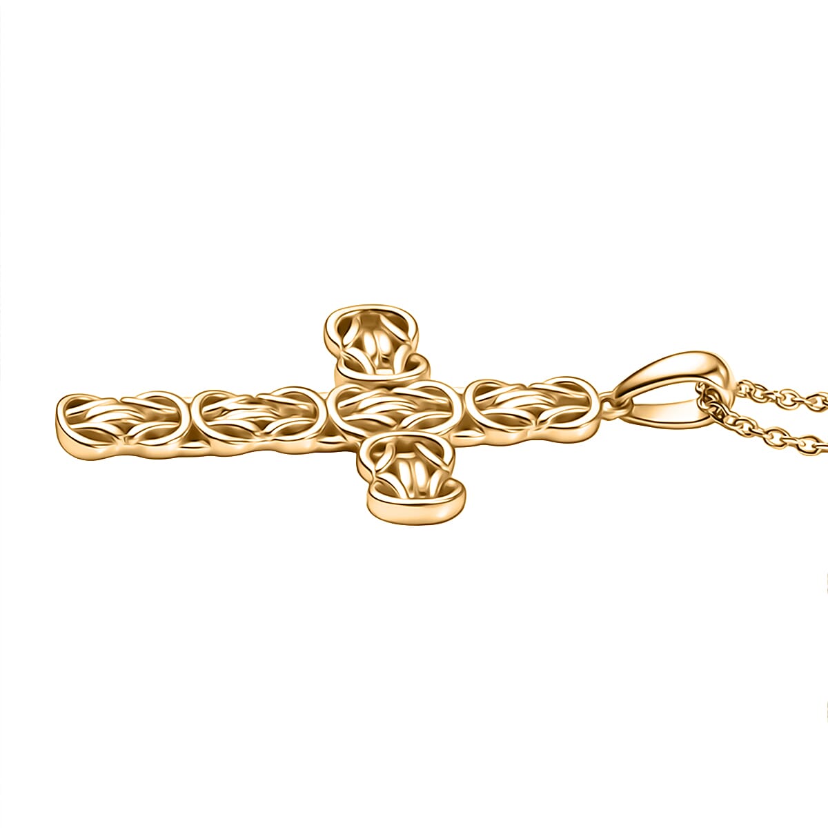 EverTrue Cross Pendant with Chain (Size 20) in Yellow Gold Tone