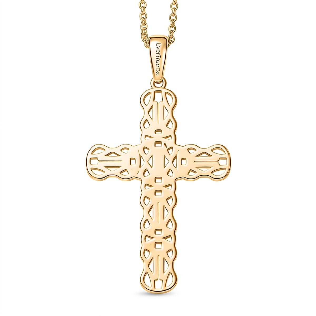 EverTrue Cross Pendant with Chain (Size 20) in Yellow Gold Tone