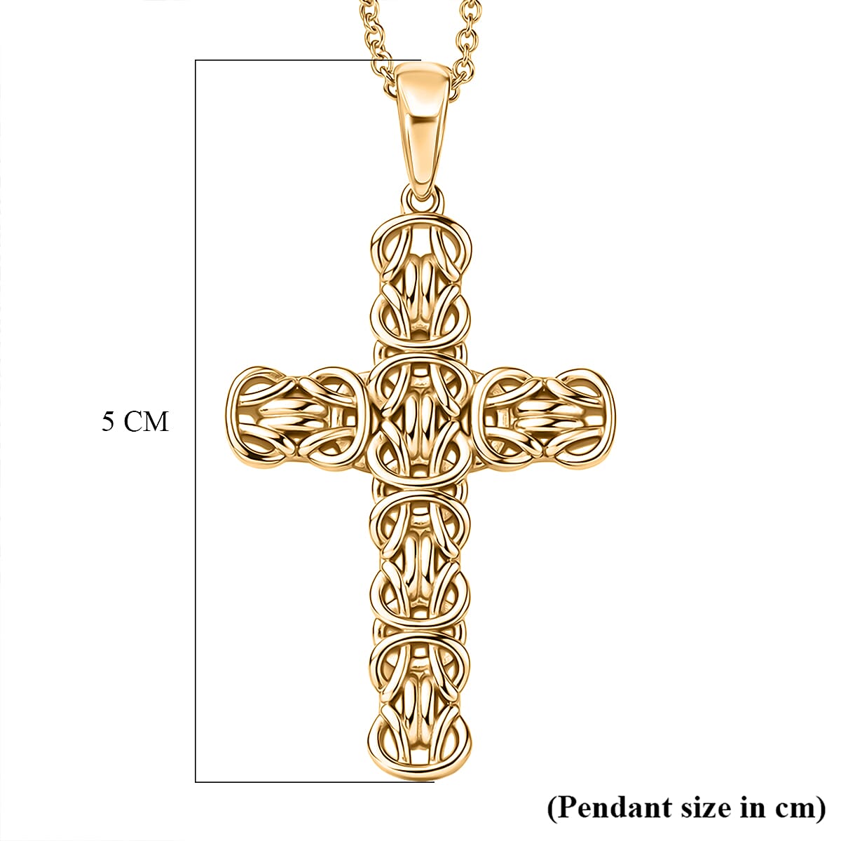 EverTrue Cross Pendant with Chain (Size 20) in Yellow Gold Tone