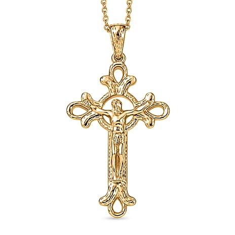 EverTrue Cross Pendant with Chain (Size 20) in Yellow Gold Tone