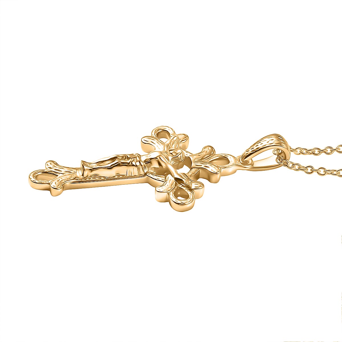 EverTrue Cross Pendant with Chain (Size 20) in Yellow Gold Tone