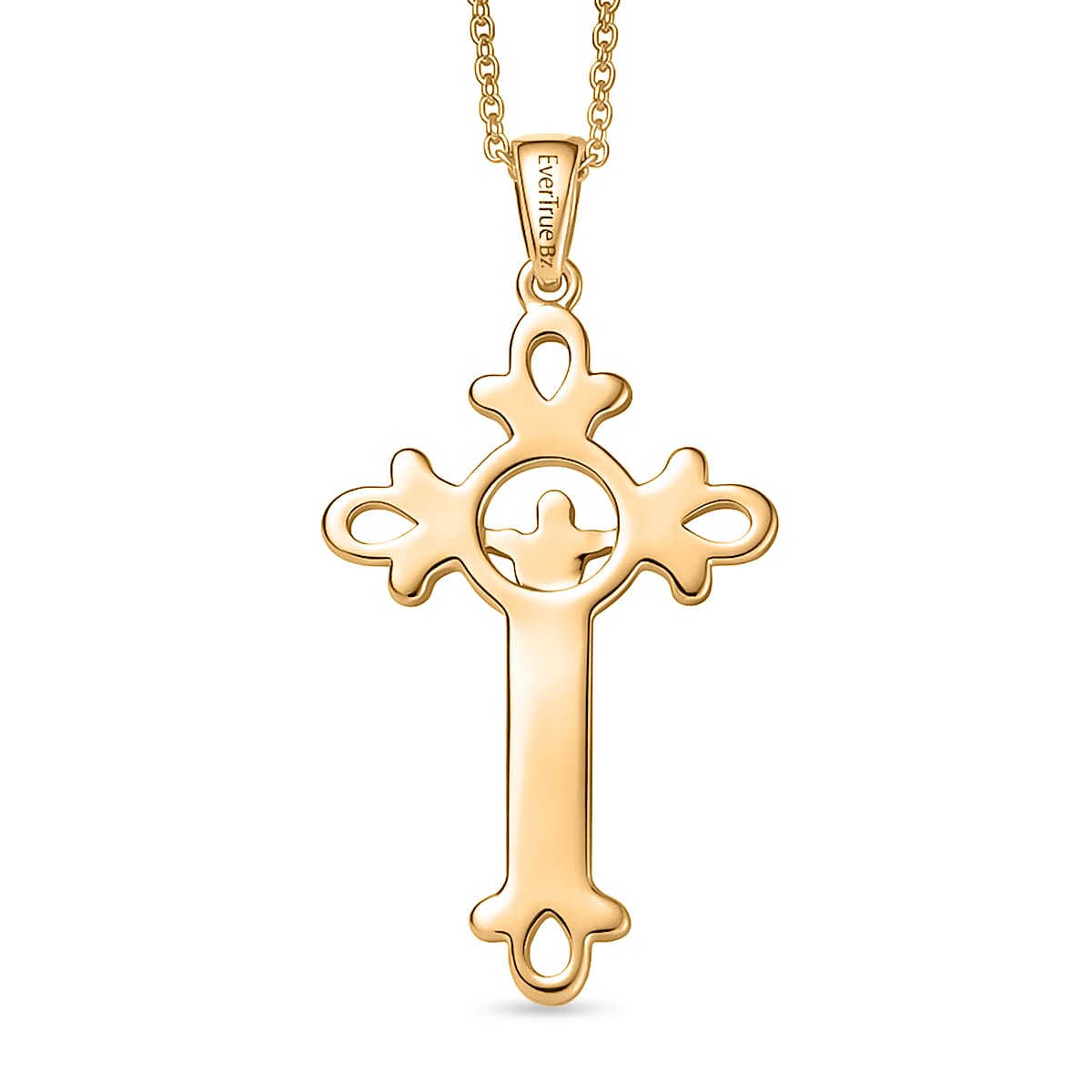 EverTrue Cross Pendant with Chain (Size 20) in Yellow Gold Tone