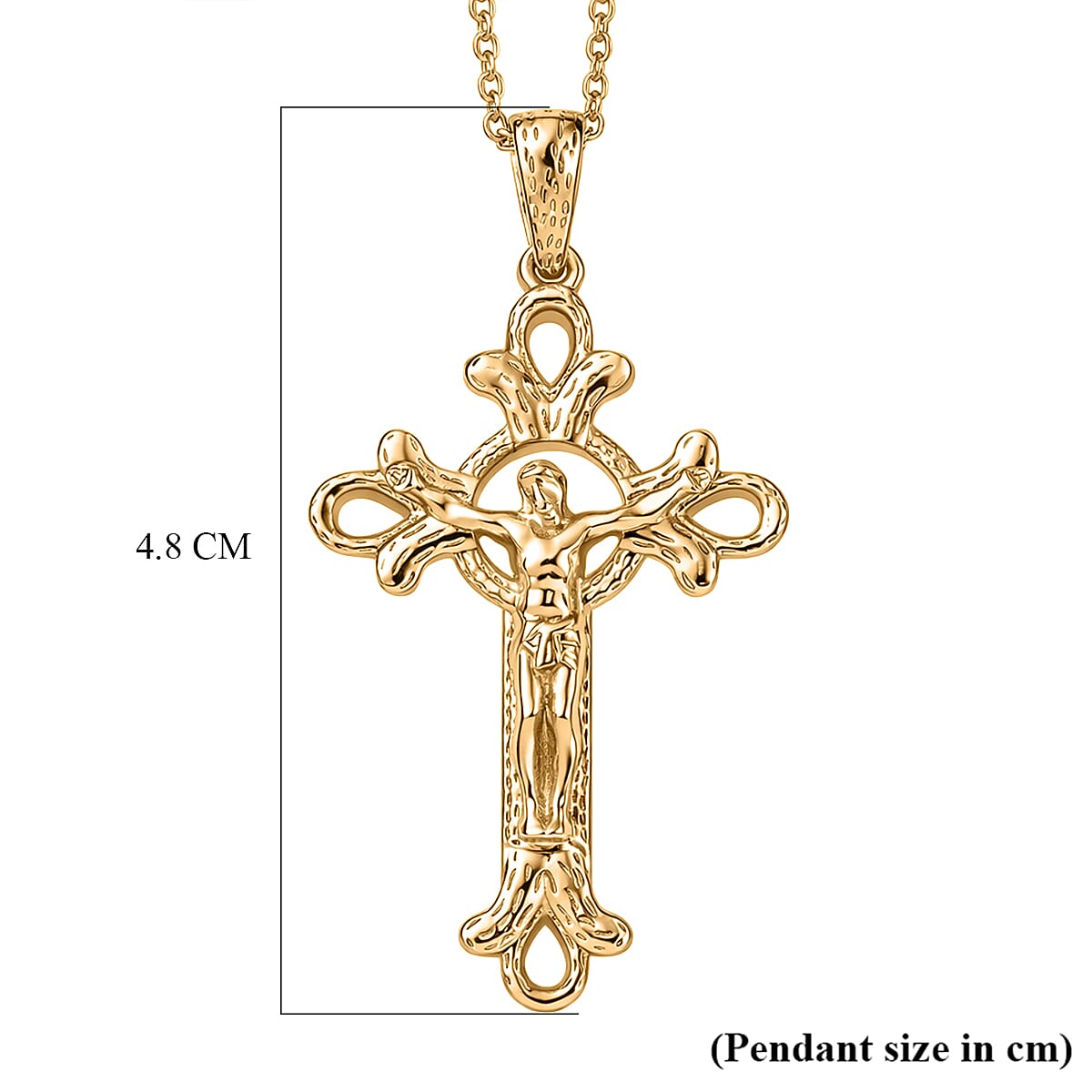 EverTrue Cross Pendant with Chain (Size 20) in Yellow Gold Tone