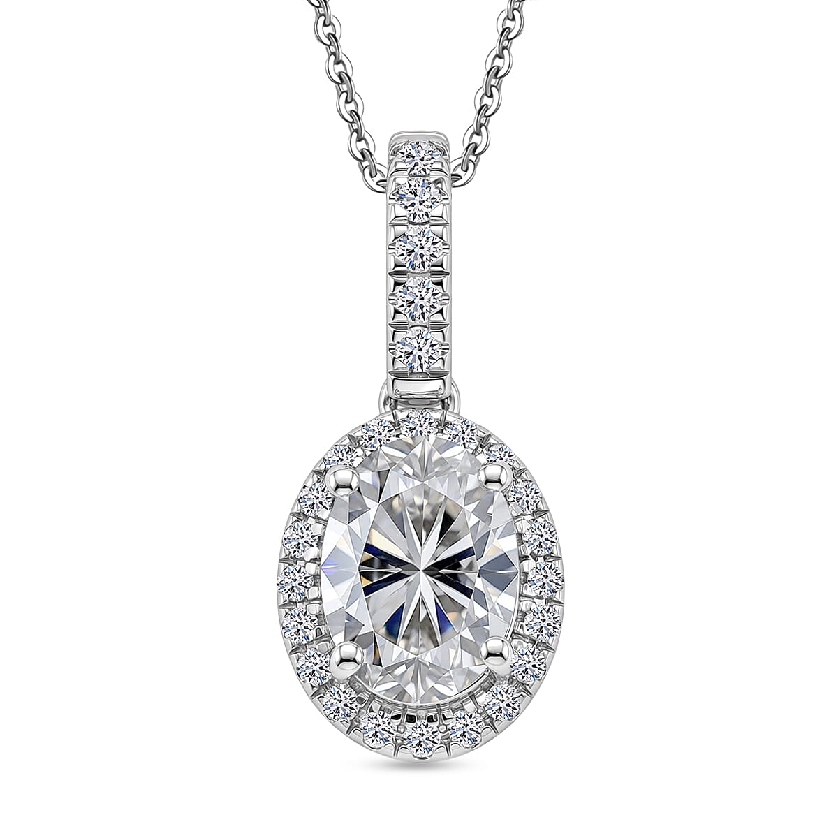 Luxuriant - SGL Certified SI-G-H Lab Grown Diamond Pendant with Chain (Size 20) in Rhodium Overlay Sterling Silver 1.25 Ct.