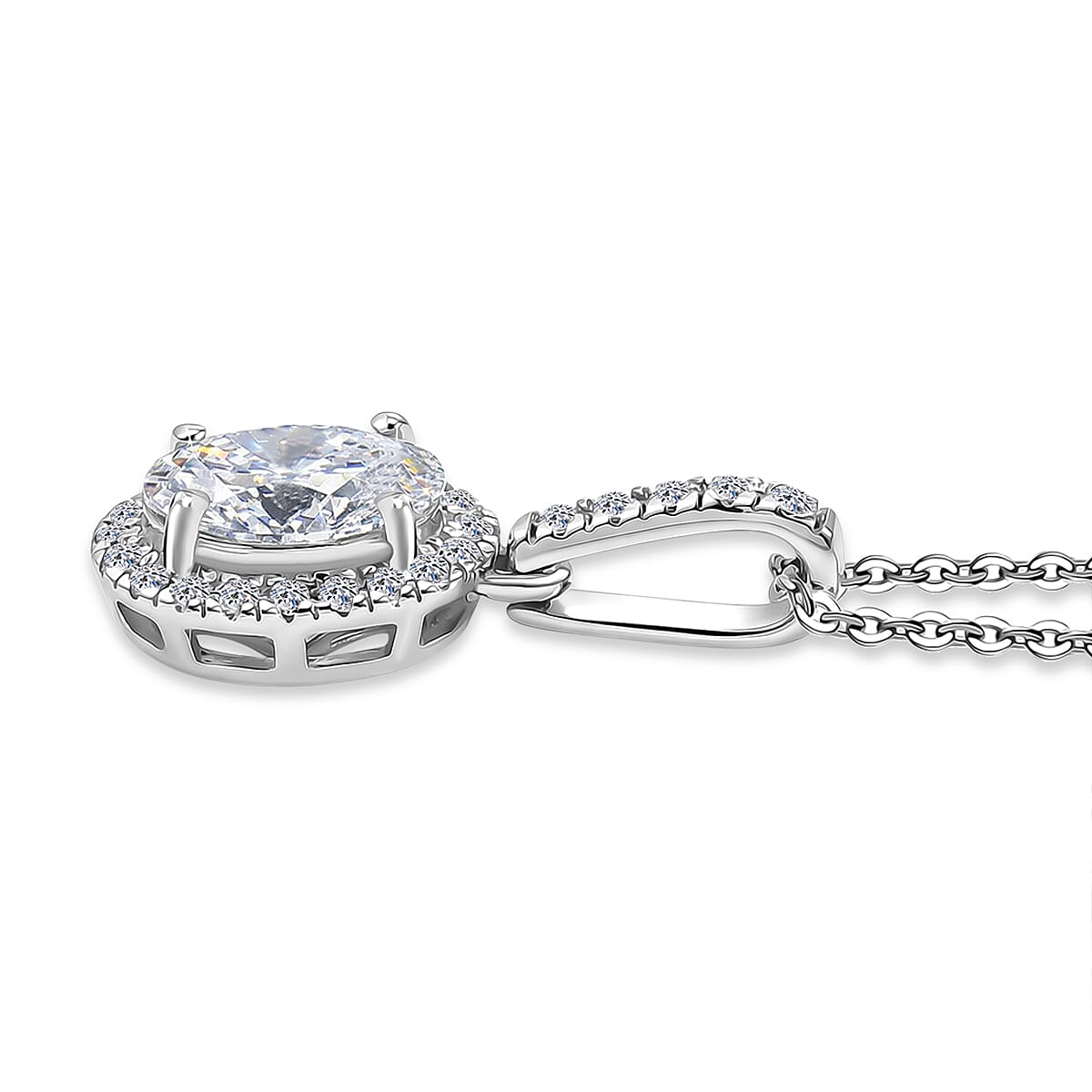 Luxuriant - SGL Certified SI-G-H Lab Grown Diamond Pendant with Chain (Size 20) in Rhodium Overlay Sterling Silver 1.25 Ct.