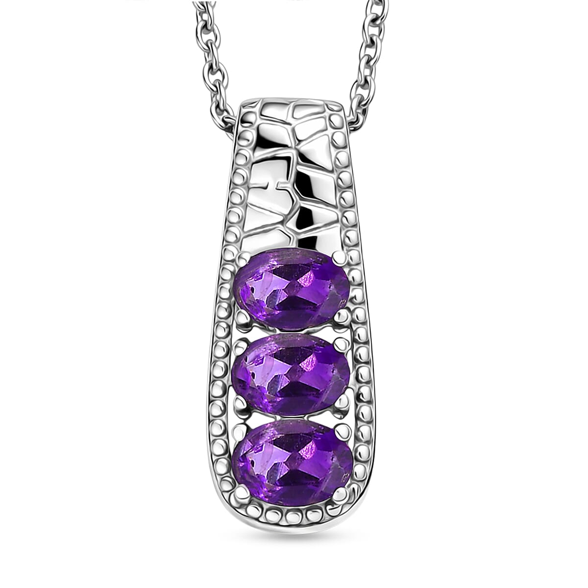 Set Of 2 - EverTrue African Amethyst Ring & Pendant with Chain (Size 20) 2.41 Ct.