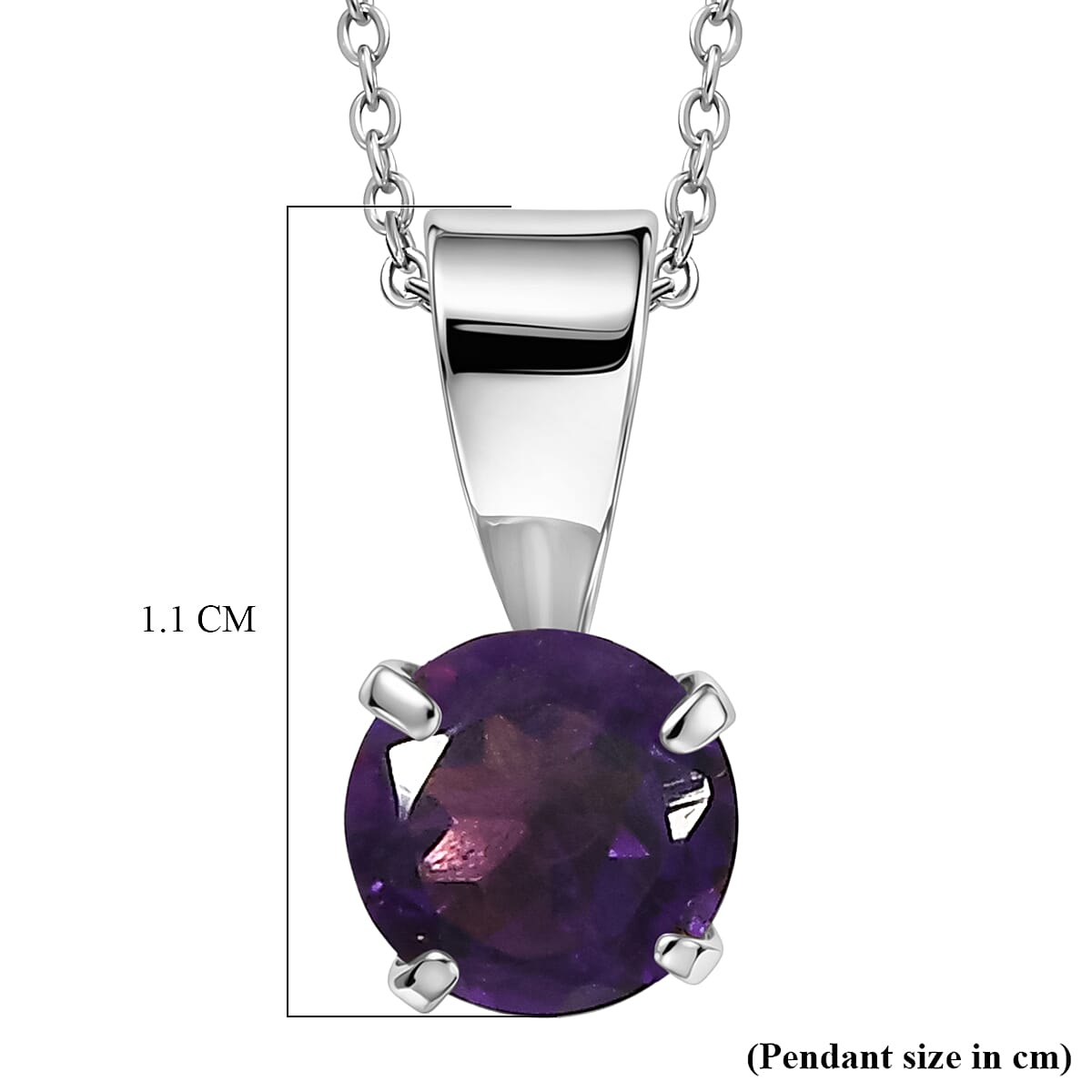 Set of 3 -  White Topaz, Black Spinel & African Amethyst Solitaire Pendant with Chain (Size 20) 1.70 Ct.