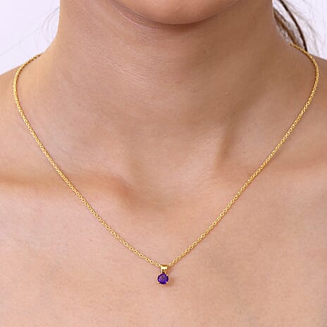 Set of 3 -  White Topaz, Black Spinel & African Amethyst Solitaire Pendant with Chain (Size 20) 1.70 Ct.