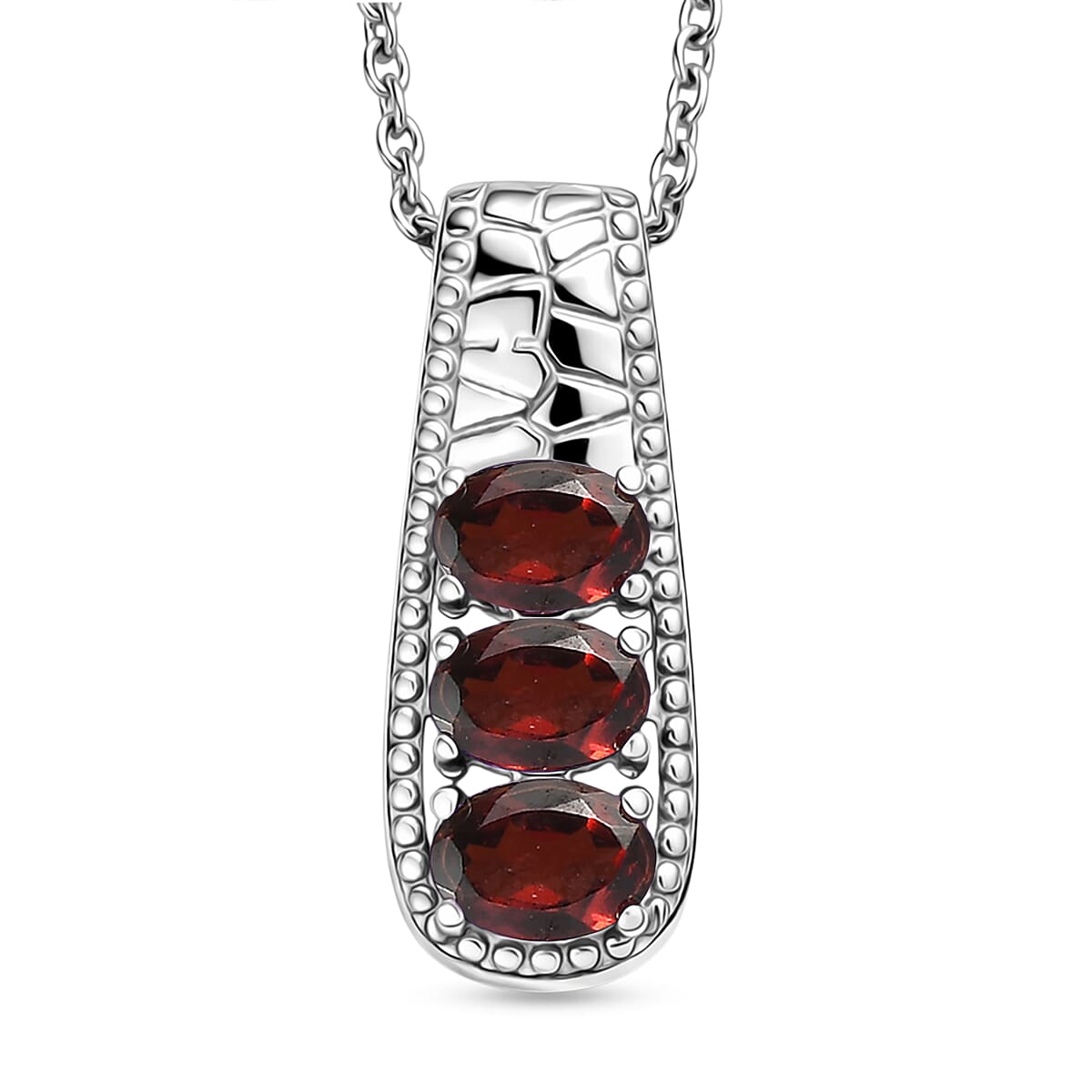 Set of 2 - EverTrue Red Garnet Ring & Pendant with Chain (Size 20) 3.27 Ct.