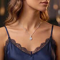 LUXURIANT 1.2 Ct. Lab Grown Diamond Round Cut Halo Pendant with Chain (Size 20) in Rhodium Overlay Sterling Silver SGL Certified (SI-G-H)