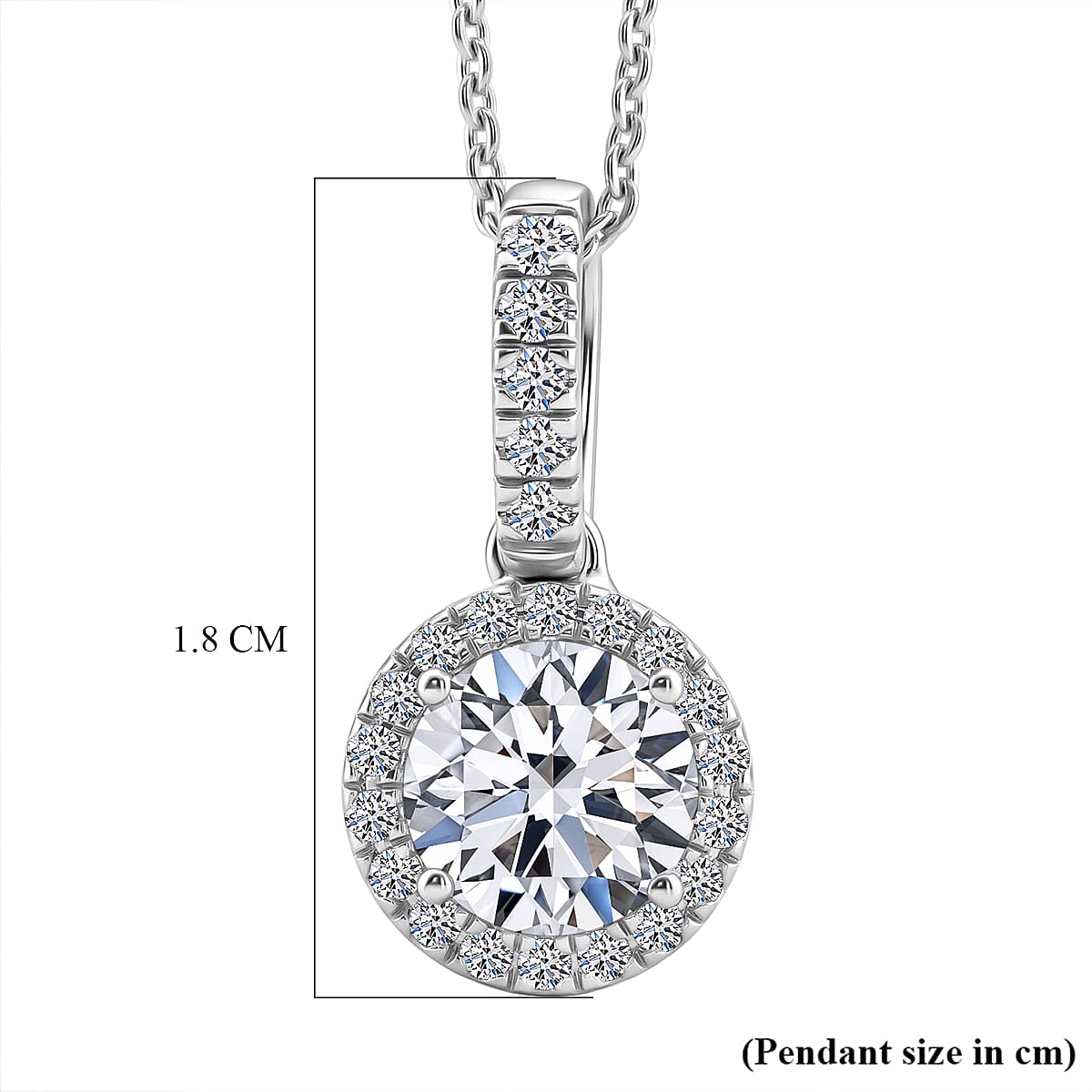 Luxuriant - SGL Certified SI-G-H Lab Grown Diamond Halo Pendant with Chain (Size 20) in Rhodium Overlay Sterling Silver 1.20 Ct.