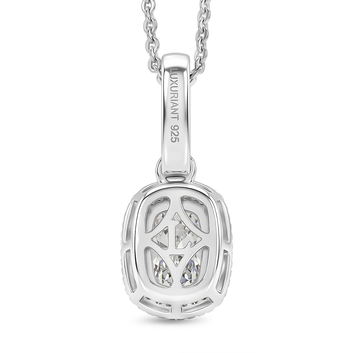 Luxuriant - SGL Certified SI-G-H Lab Grown Diamond Halo Pendant with Chain (Size 20) in Rhodium Overlay Sterling Silver 1.27 Ct.