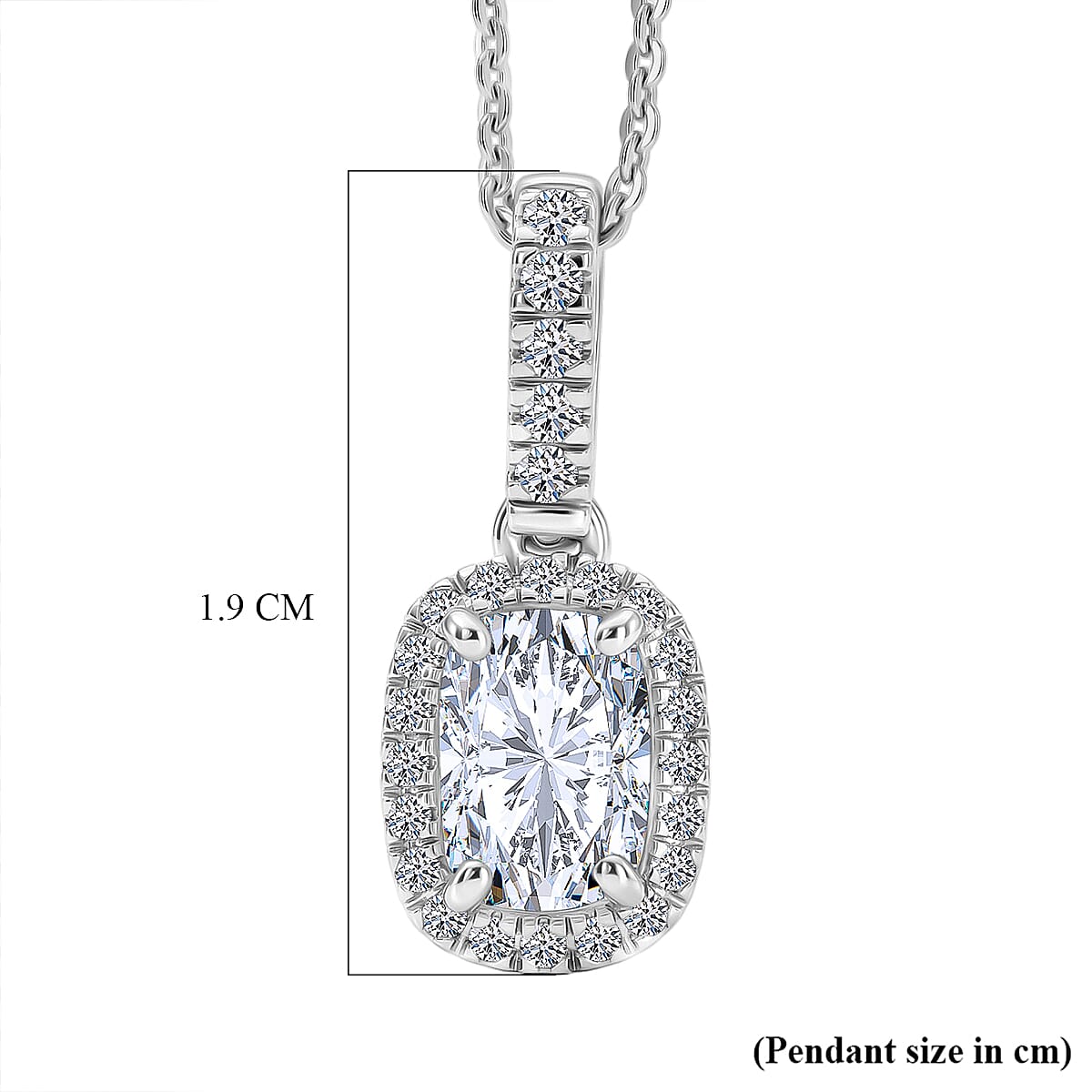 Luxuriant - SGL Certified SI-G-H Lab Grown Diamond Halo Pendant with Chain (Size 20) in Rhodium Overlay Sterling Silver 1.27 Ct.