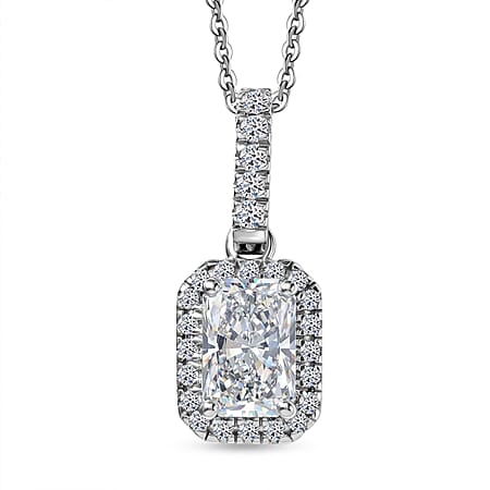 Luxuriant - SGL Certified SI-G-H Lab Grown Diamond Pendant with Chain (Size 20) in Rhodium Overlay Sterling Silver 1.25 Ct.