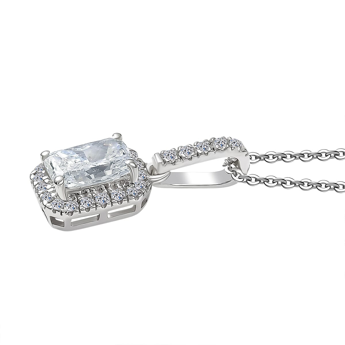 Luxuriant - SGL Certified SI-G-H Lab Grown Diamond Pendant with Chain (Size 20) in Rhodium Overlay Sterling Silver 1.25 Ct.