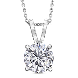 D'Joy Moissanite Heart and Arrow Cut Pendant with Chain (Size 20) in Rhodium Overlay Sterling Silver 2.13 Ct.