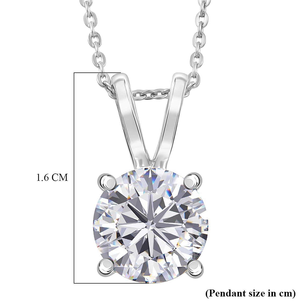 D'Joy Moissanite Heart and Arrow Cut Pendant with Chain (Size 20) in Rhodium Overlay Sterling Silver 2.13 Ct.