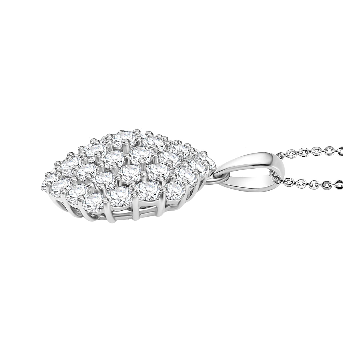 D'Joy Red Carpet Collection - Moissanite Pendant with Chain (Size 20) in Rhodium Overlay Sterling Silver 3.49 Ct.