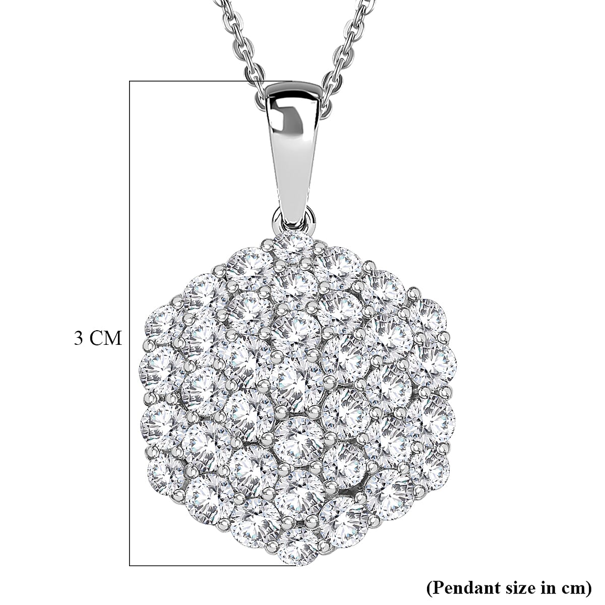 D'Joy Red Carpet Collection - Moissanite Pendant with Chain (Size 20) in Rhodium Overlay Sterling Silver 3.49 Ct.