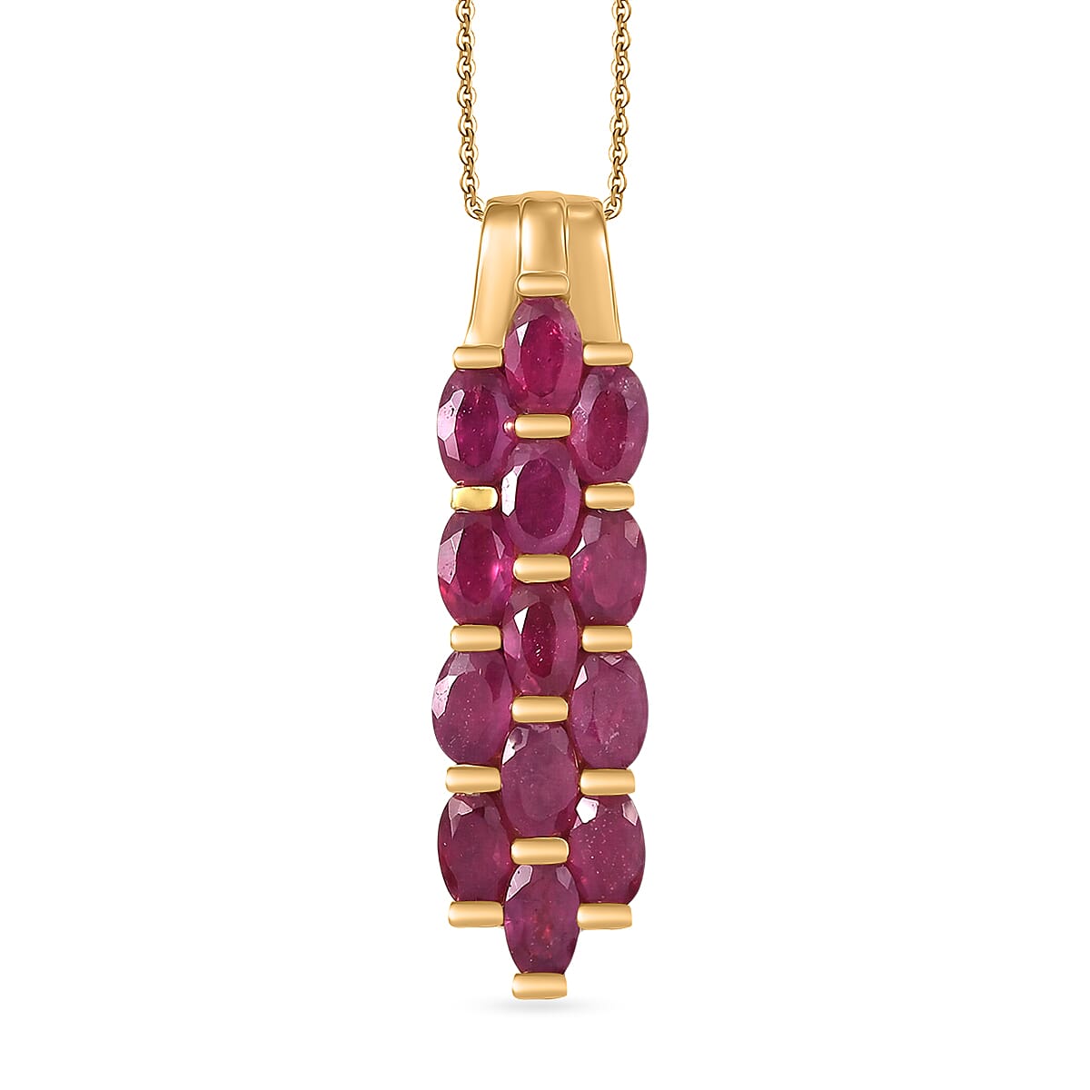 D'Joy African Ruby Pendant with Chain (Size 20) in 18K Vermeil Yellow Gold Plated Sterling Silver 4.83 Ct.