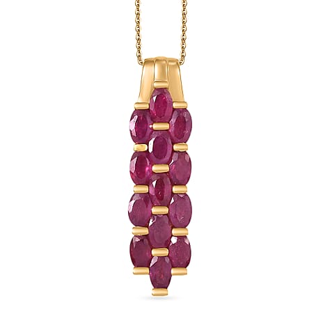 D'Joy African Ruby Pendant with Chain (Size 20) in 18K Vermeil Yellow Gold Plated Sterling Silver 4.83 Ct.