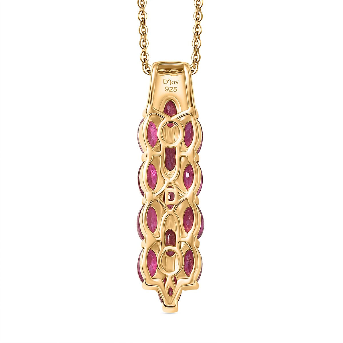 D'Joy African Ruby Pendant with Chain (Size 20) in 18K Vermeil Yellow Gold Plated Sterling Silver 4.83 Ct.