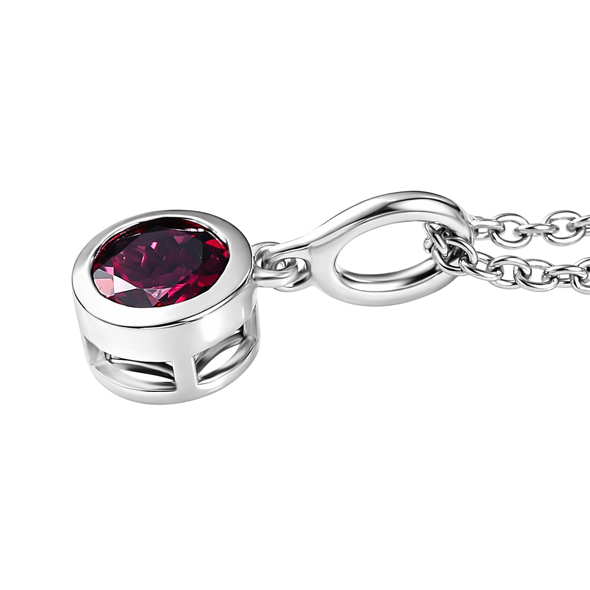 D'Joy Rhodolite Garnet Pendant with Chain (Size 20) in White Tone 1.15 Ct.