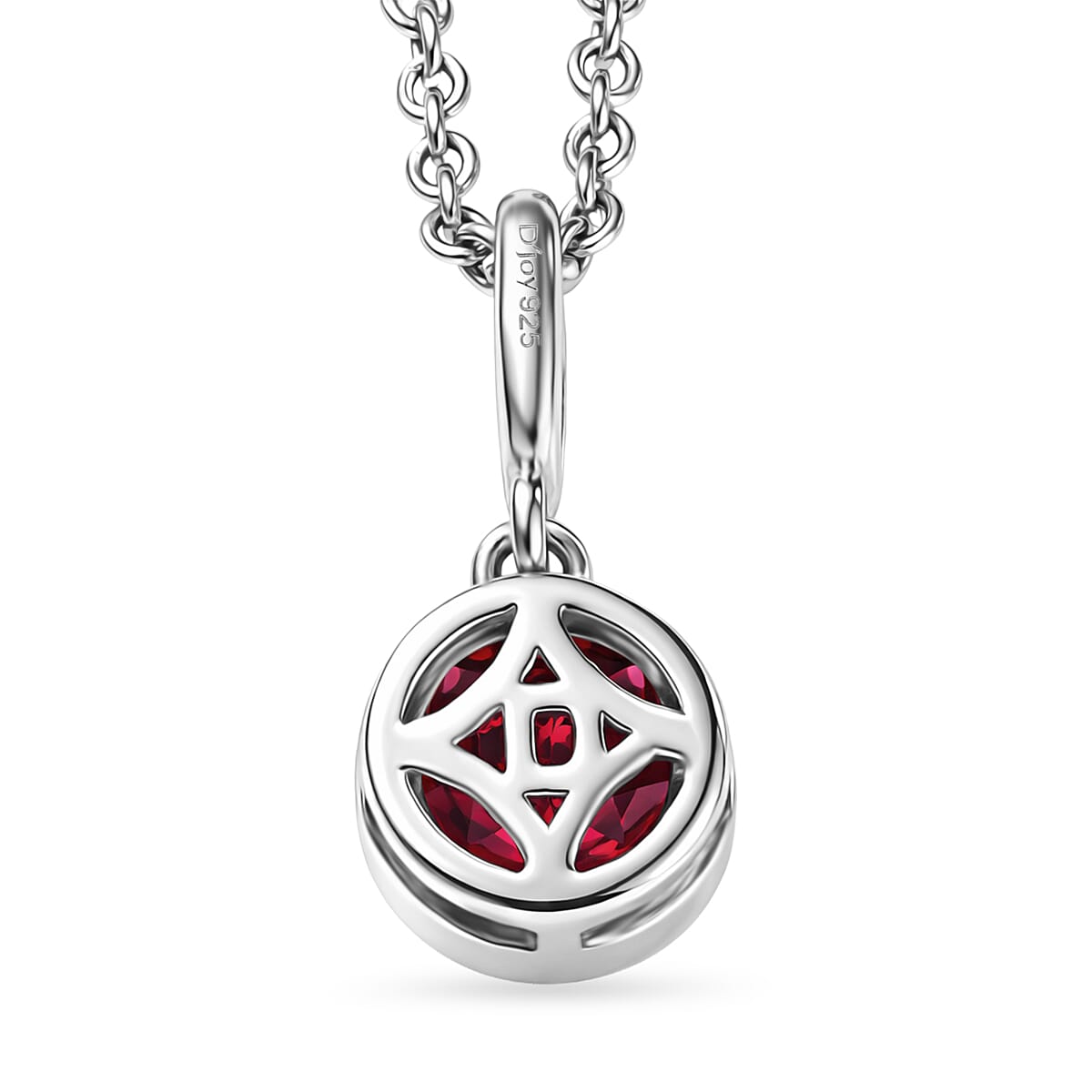 D'Joy Rhodolite Garnet Pendant with Chain (Size 20) in White Tone 1.15 Ct.