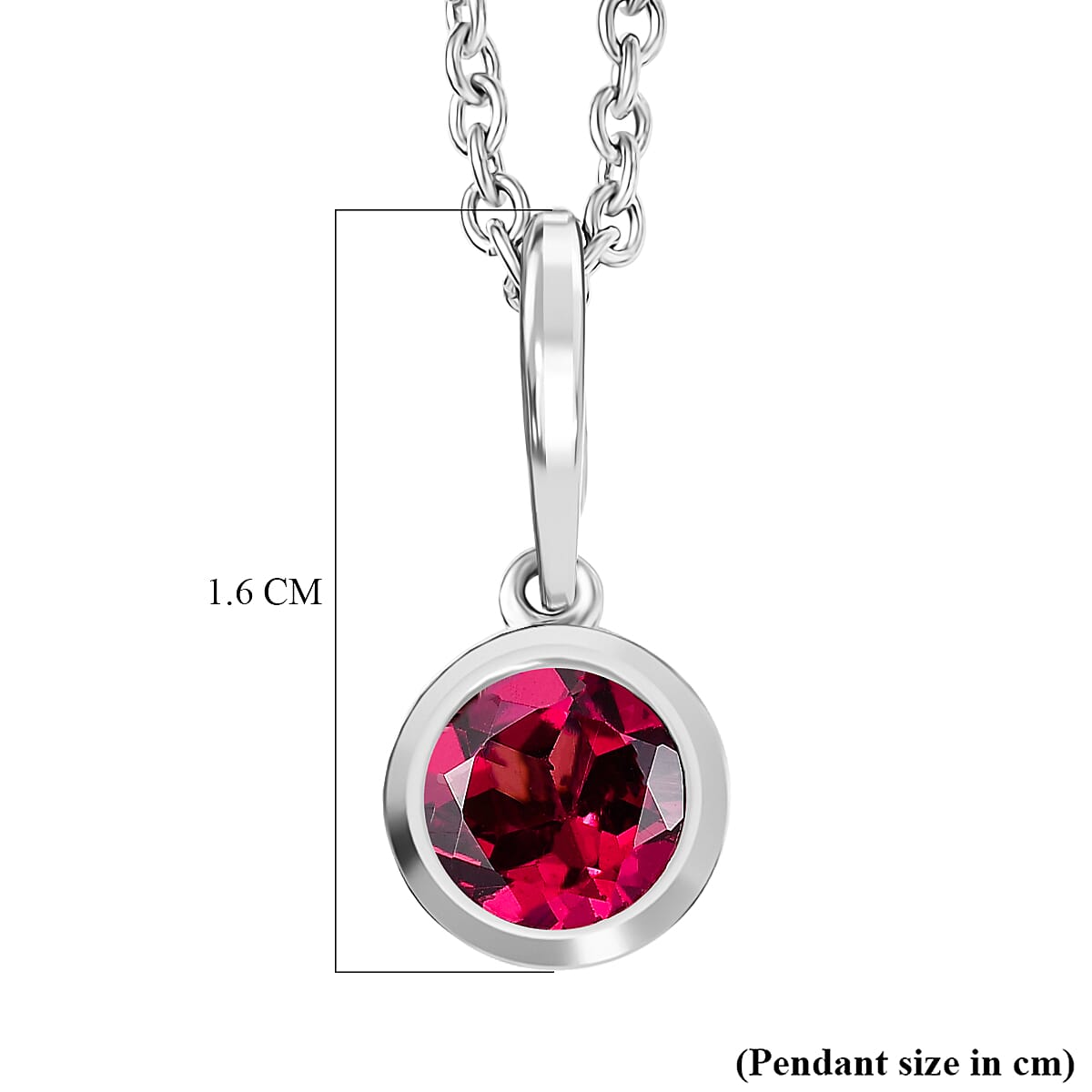 D'Joy Rhodolite Garnet Pendant with Chain (Size 20) in White Tone 1.15 Ct.