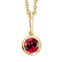 D'Joy Rhodolite Garnet Pendant with Chain in Yellow Gold Tone (Size 20) 1.10 Ct.