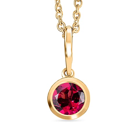 D'Joy Rhodolite Garnet Pendant with Chain in Yellow Gold Tone (Size 20) 1.10 Ct.