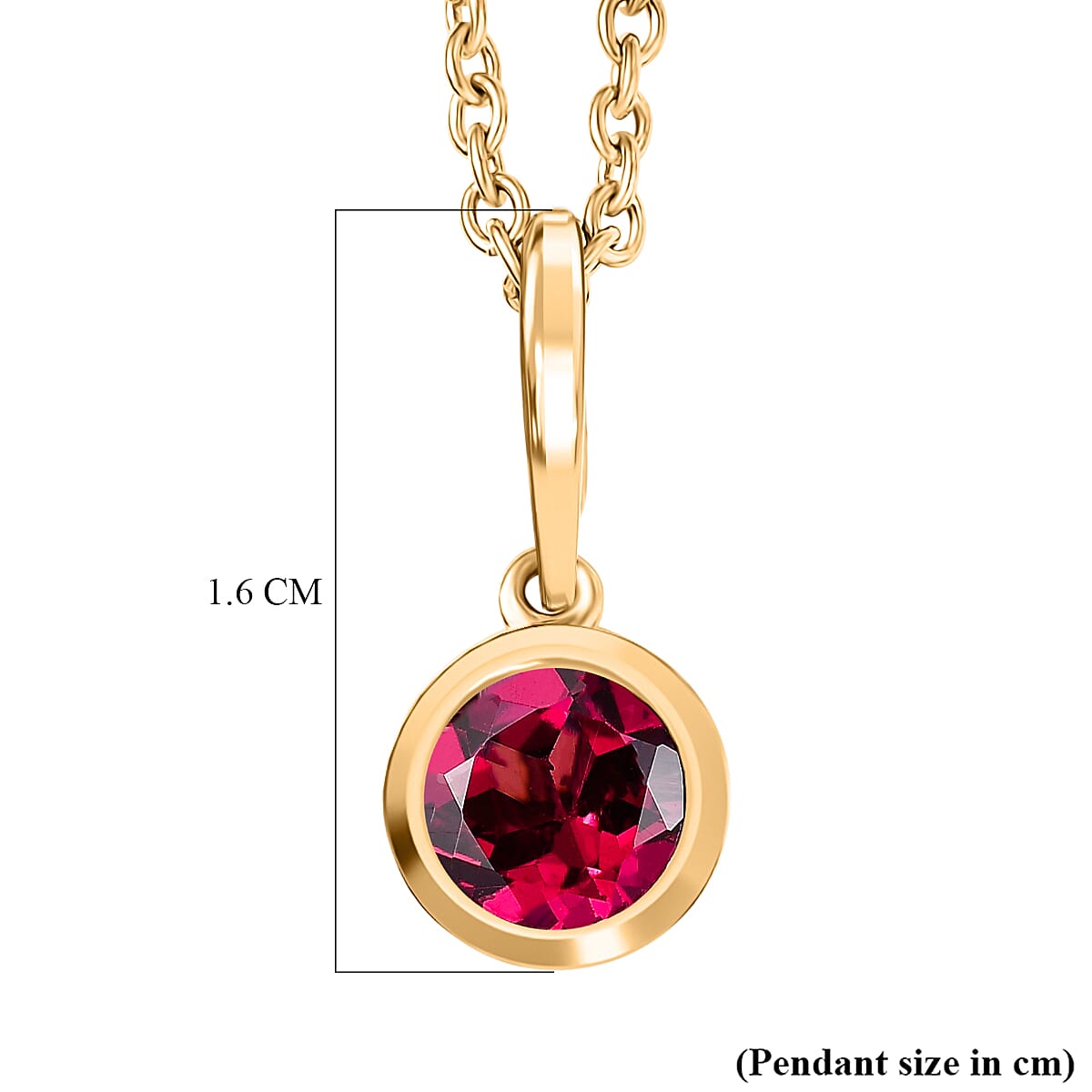 D'Joy Rhodolite Garnet Pendant with Chain in Yellow Gold Tone (Size 20) 1.10 Ct.