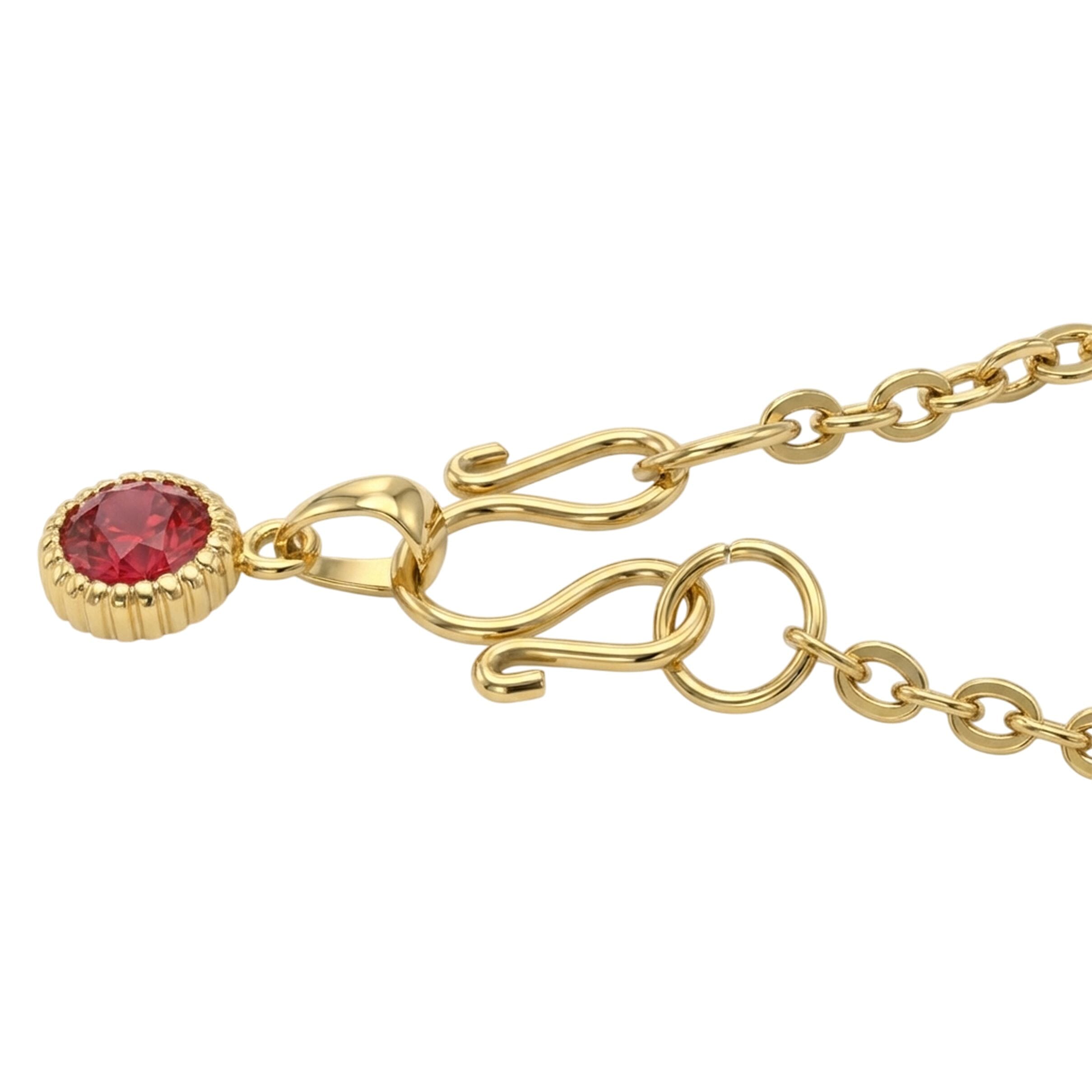 D'Joy African Ruby Scroll Link Drop Pendant with Chain (Size 20) in Yellow Gold Tone