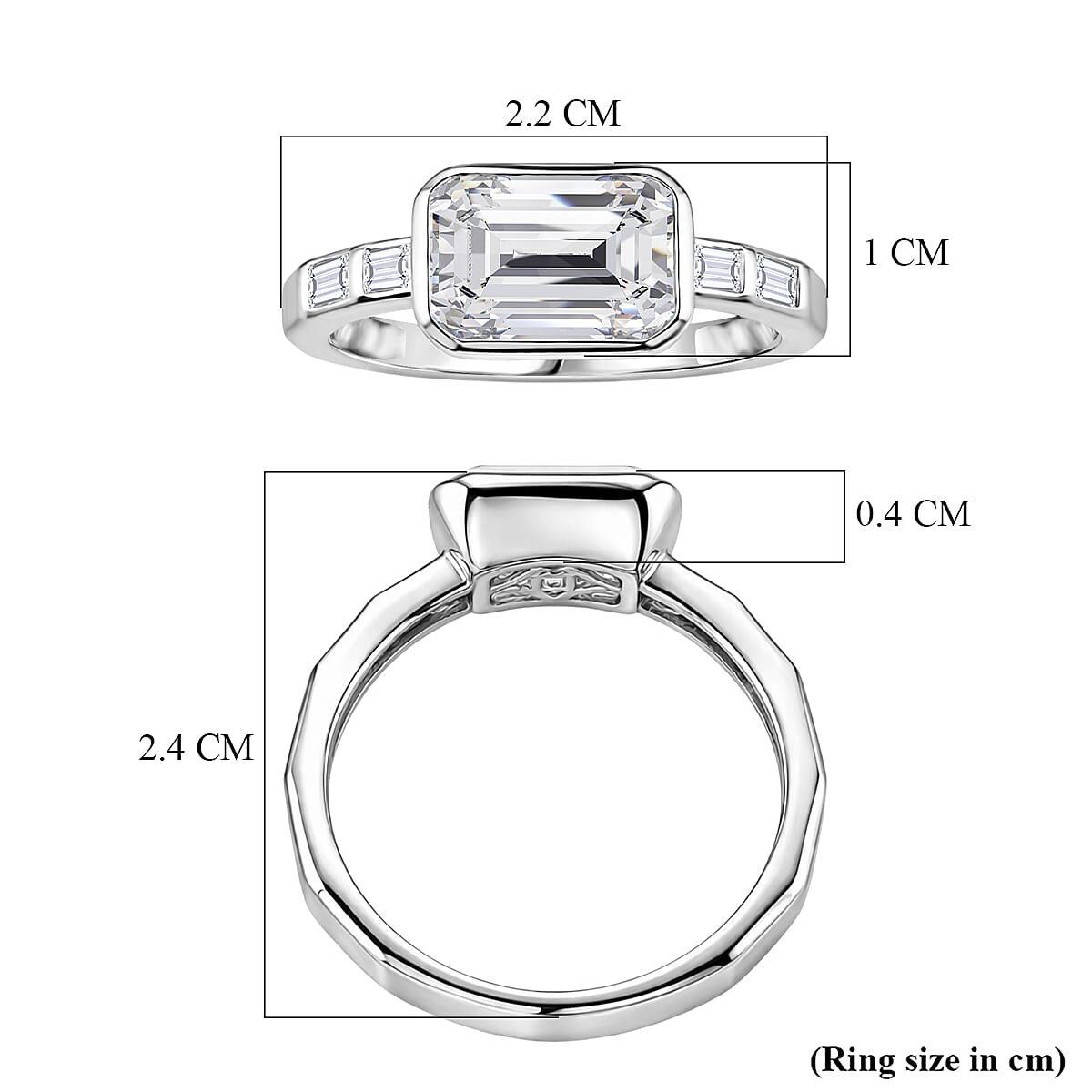 Set of 2 - D'Joy GRA Certified Moissanite D-VVS1 Ring in Rhodium Overlay Sterling Silver 3.20 Ct.
