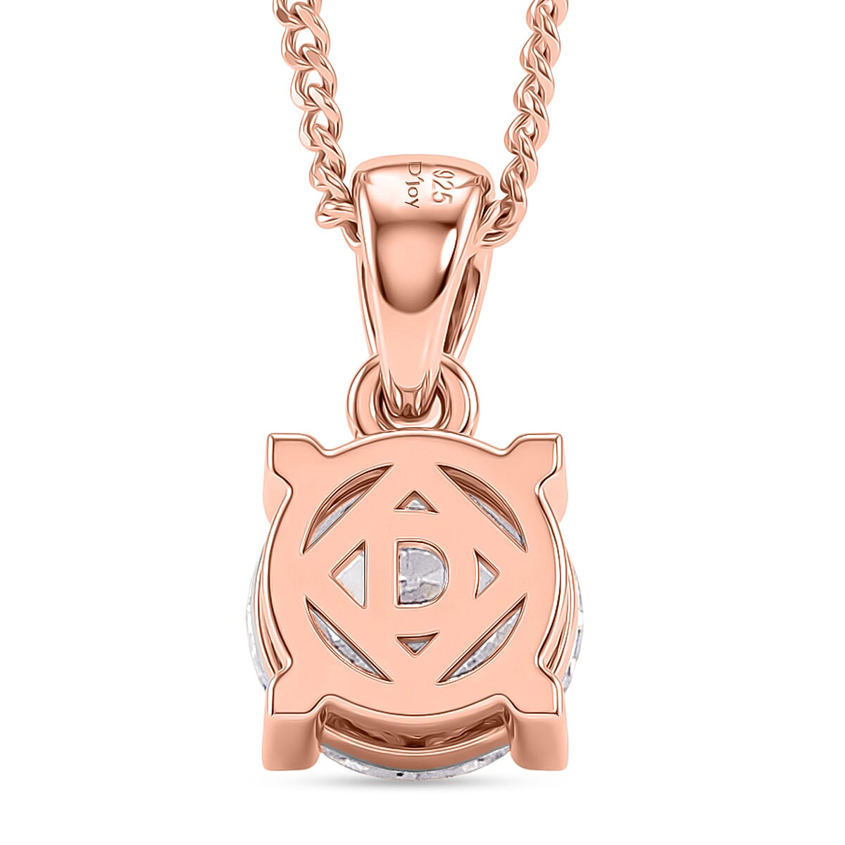 Moissanite Solitaire Pendant with Chain (Size 18) in Rose Gold Plated Sterling Silver 1.00 Ct.