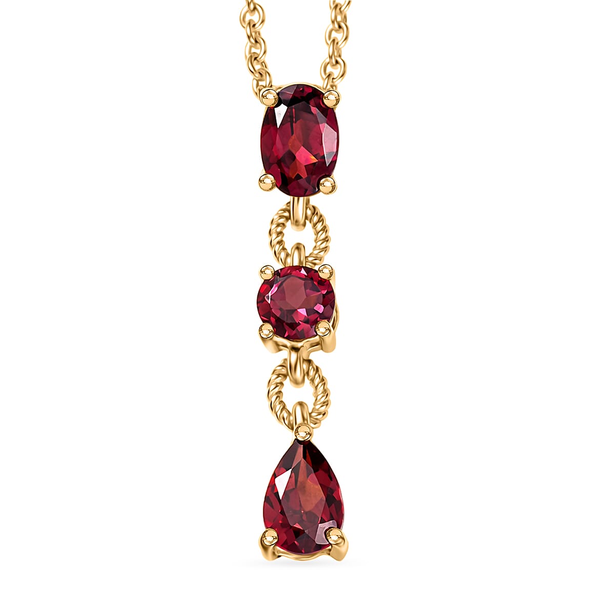 D'Joy Rhodolite Garnet Pendant with Chain (Size 20) in Yellow Gold Tone 1.40 Ct.