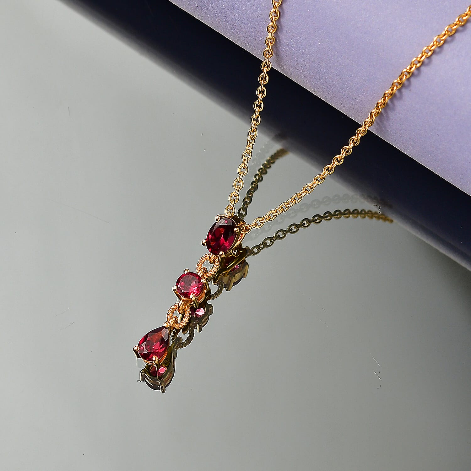 D'Joy Rhodolite Garnet Pendant with Chain (Size 20) in Yellow Gold Tone 1.40 Ct.